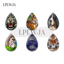 Lplwja pássaros tigre coruja cachorro ouriço padrão lágrima formato gota de lágrima cabochão de vidro animal foto impressa diy achados joias 2024 - compre barato