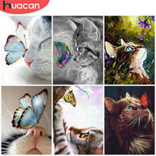 HUACAN Diamond Painting Cat And Butterfly Diamond Embroidery Animals Cross Stitch Full Drill Wall Stickers 2024 - buy cheap