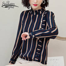 2019 Fashion Long Sleeve Chiffon Blouse Plus Size 4XL Autumn Women Clothing Striped Loose Tops Office Blouse Women 5427 50 2024 - buy cheap