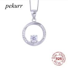 Pekurr-collares de aro redondo de circón grande para mujer, de Plata de Ley 925, colgantes de gemas de cristal, joyería de moda de boda 2024 - compra barato
