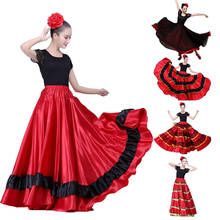 Female Spain Carnival Party Stage Wear Flamenco Skirt Striped Plus Size Lace Belly Dance Costumes for Woman Spanish Dress 2024 - buy cheap