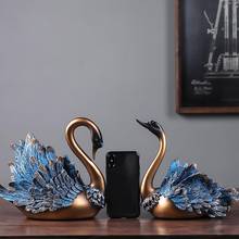 Home Decoration Accessories A Couple of Swan Statue Home Decor Sculpture Modern Art Ornaments Wedding Gifts for Friends Lovers 2024 - buy cheap