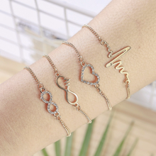 NEW Set Bohemian Gold Color Hollow Alloy Zircon Heart Bracelet Set for Women Heartbeat Pendant Bracelet 2021 Charm Jewelry 2024 - buy cheap