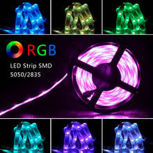 5 м 10 м 15 м 20 м Светодиодная лента 5050 2835 IP20 IP65 RGB светодиодные лампы гибкие ленты DC 12 В RGB Диодная лента ИК контроллер адаптер 2024 - купить недорого