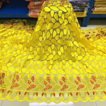 Tela de encaje soluble en agua para vestido de fiesta, tejido de moda bordado de guipur amarillo, cordón africano, novedad 2024 - compra barato