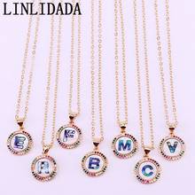 10Pcs gold color initial 26 alphabet letters charm pave Colorful CZ Zirconia shell pendant necklace 2024 - buy cheap