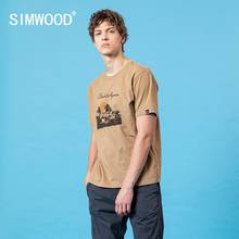 SIMWOOD 2021 летняя новая мужская футболка с винтажным принтом, 100% хлопок, дышащие топы, модная брендовая одежда SJ150050 2024 - купить недорого