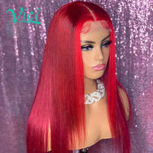 Perucas de cabelo humano vermelho, pré-selecionado com baby hair, perucas de cabelo humano com renda frontal colorida para mulheres negras, cabelo brasileiro 2024 - compre barato