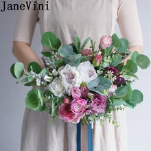 JaneVini Pink Flower Wedding Bouquet Charm Purple Artificial Bride Flowers Vintage Bridal Bouquet ramas artificiales fleurs rose 2024 - buy cheap