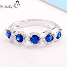 BK 18k Genuine Gold 585 Rings For Women Natural Sapphire Gemstone 3.78g White Gold Wedding Engagement Jewelry Anniversary Gifts 2024 - buy cheap