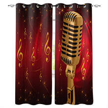 Microphone Music Notes Modern Blackout Curtains for Living Room Window Curtains Bedroom Kitchen Drapes Blinds Home Decor 2024 - buy cheap