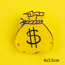 Desenhos animados dólar americano bolsa esmalte pino metal emblema anime ícones broche mochila roupas lapela álcool jóias presente para pessoas ricas 2024 - compre barato