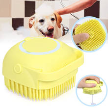 Escova de banho para animais de estimação, escova de massagem de silicone macio para cães, gatos, cachorros, mordedores, escova recipiente de shampoo 2024 - compre barato