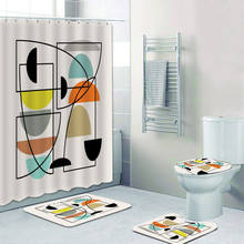 Современная Абстрактная художественная занавеска для душа, набор занавесок для ванной комнаты, красочные оранжевые круги в стиле ретро, коврики для ванной, декоративные занавески 2024 - купить недорого