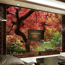 Настенные 3D-обои на заказ, настенная живопись с изображением леса, дерева, пейзажа, фон в китайском стиле, домашний декор, самоклеящиеся 3d-наклейки 2024 - купить недорого