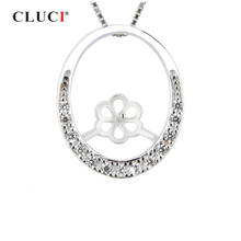 CLUCI Oval 925 Sterling Silver Charms Pendant for Women Jewelry Making Silver 925 Pearl Pendant Mounting Fine Jewelry SP035SB 2024 - buy cheap