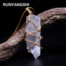 1 Pcs Natural Clear quartz Retro Raw Gemstone Pendant Crystal Hand-Woven white crystal Stone Ore Radiation Protection Stone 2024 - buy cheap