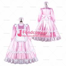 Fondcosplay-Vestido largo de satén rosa para adulto, ropa cruzada sexy, uniforme Bloqueable, delantal blanco, hecho a medida [G2254] 2024 - compra barato