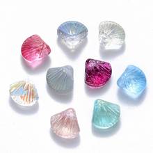 100pcs Transparent Glass Beads with Glitter Powder Scallop-Shape Loose Beads DIY Jewelry Making Handmade Accessories Supplies 2024 - buy cheap