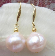 Gorgeous AAA+++ 12mm natural south sea gold pink baroque pearl earrings 14k/20 gold 2024 - buy cheap