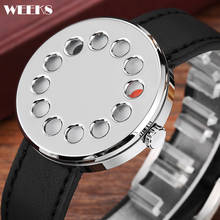 Creative Dial Watch for Men Turntable Hollow Case Men Quartz Wrist Watches Leather Wristwatch Mens Minimalist Sliver Black Reloj 2024 - buy cheap
