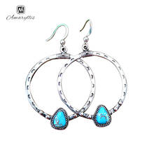 Amaiyllis-pendientes colgantes de turquesas para mujer, aretes de Metal gruesos, colgantes redondos grandes, aretes 2024 - compra barato