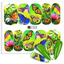 1 Sheet Nail Art Sticker Flower Butterfly Water Transfer Decals Beautiful Green Pattern Design Nails Tattoo Slider Decoration 2024 - buy cheap