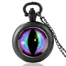 Новинка, черные винтажные кварцевые карманные часы Devil's Eye для мужчин и женщин, уникальная подвеска-ожерелье, часы в подарок 2024 - купить недорого