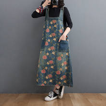 Vestido vaquero Vintage para Mujer, primavera y otoño, informal, con tirantes, estampado de retazos, bolsillos, 2021 2024 - compra barato