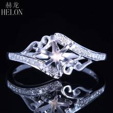HELON-anillo de compromiso Vintage y antiguo para mujer, de Plata de Ley 925, 6mm, redondo, semimontado, pavé, anillo de diamantes naturales, joyería fina 2024 - compra barato