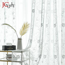 Cortinas de tul con bordado Floral para sala de estar, cortinas transparentes blancas para dormitorio, cocina, cortinas de gasa para ventana, tela 2024 - compra barato