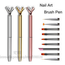 Pinceles Kolinsky de Metal acrílico para manicura, removedor de cutículas, línea plana, flor, dibujo, pintura, 10 cabezales 2024 - compra barato