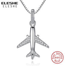 ELESHE Crystal Airplane Necklace & Pendant 925 Sterling Silver Aircraft Long Chain Necklace for Women Handmade Fashion Jewelry 2024 - buy cheap