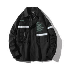 Marca de moda jaqueta masculina primavera outono cor sólida retalhos mulit-bolsos casacos outerwear masculino hip hop jaquetas casaco 2024 - compre barato