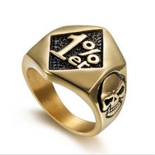 High Quality Metal Men's Fashion Lucky 1% Hip Hop Punk Skull Ring Jewelry 2024 - buy cheap