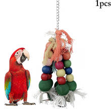 Попугай жевательная игрушка анти-собак и кошек деревянный жевательная игрушка для птиц попугай подвесная игрушка с колокольчиком Обучающие игрушки клетка аксессуары Dorakitten 2024 - купить недорого