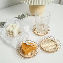 Posavasos de bambú de estilo coreano, posavasos duradero y creativo para bebidas, aislamiento térmico, suministros de decoración para mesa de cocina y cafetería 2024 - compra barato