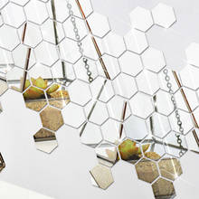 12Pcs 3D Mirror Hexagon Vinyl Removable Wall Sticker Decal Home Decor Art DIY THIN889 2024 - buy cheap