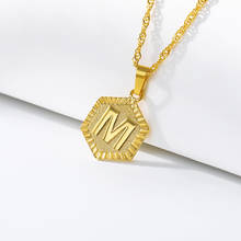 Wholesale Initial Letter Hexagon Pendant Necklace Gold Silver Color Water Wave Chain Necklaces Chokers For Women Jewelry 2024 - buy cheap