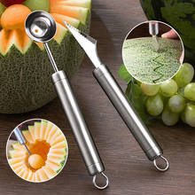 Cuchillo de acero inoxidable de doble cabeza para tallar fruta, sandía, helado, cuchara, accesorios de cocina para el hogar, 1 unidad 2024 - compra barato