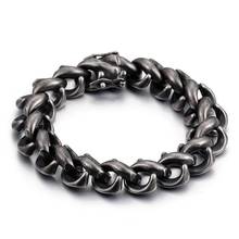 Punk Rock Vintage Thick Black Stainless Steel Bracelet Men Fashion Heavy Men's Biker Chain Bracelets & Bangles Jewelry 2024 - buy cheap