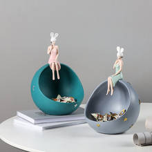 Nordic Resin Rabbit Girls Sculpture Storage Ornaments Living Room TV Cabinet Character Model Crafts Home Decoration Accessories 2024 - buy cheap