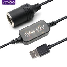 Usb macho 5v a 12v isqueiro do carro soquete adaptador conversor de energia fêmea cabo para dvr 2024 - compre barato