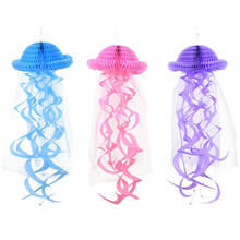 Mermaid Party Decors Paper Jellyfish Hanging Honeycomb Under the Sea Party Decors Supplies Girl Birthday Decorations Summer 2024 - buy cheap