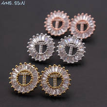 MHS.SUN Fashion Alphabet Zircon Stud Earrings Charming A-Z Letters AAA CZ Women Stud Earrings Luxury Gold Color Jewelry 2024 - buy cheap