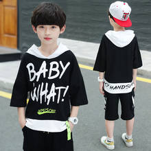 Summer boys casual suit new cotton boy summer big boy foreign handsome summer fashion trendy boy clothes kids clothes 2024 - buy cheap