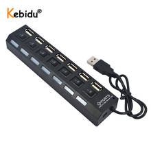 Kebidu-hub usb 2.0, múltiplas portas com 4/7 entradas, adaptador de energia, acessórios para computador, pc 2024 - compre barato