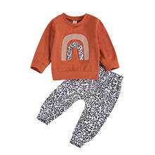 FOCUSNORM Newborn Baby Girls Boys Clothes Sets Rainbow Leopard Print Long Sleeve Pullover Sweatshirt Tops Pants 0-24M 2024 - buy cheap