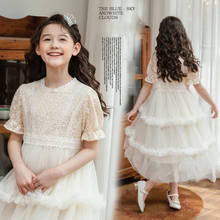 Детское кружевное платье с коротким рукавом, на возраст 8-12 лет 2024 - купить недорого
