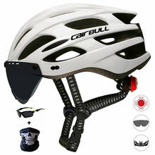 Cairbull-casco de ciclismo ligero con visera extraíble, gafas con luz trasera para bicicleta de montaña y carretera, moldeado integralmente, 226g 2024 - compra barato
